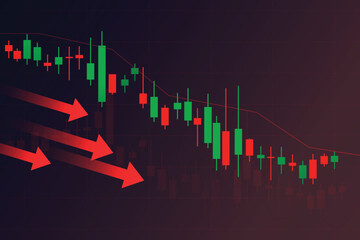 Financial business statistics with bar graph and candlestick chart 