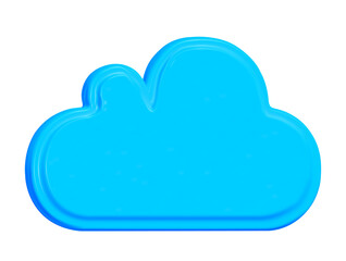 3d blue cloud icon on isolated background. Cartoon sky shape. Stock vector illustration.