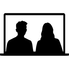 Silhouette doctor and patient on video call screen – black telehealth consultation