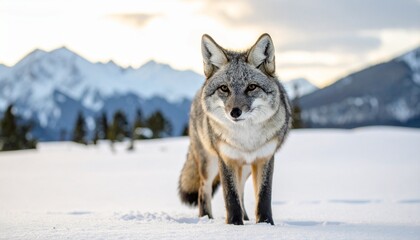 Fototapeta premium Gray Fox hunts for next meal 