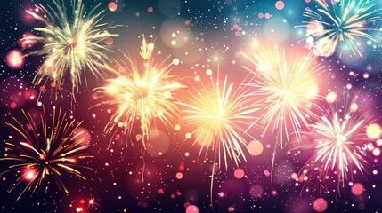 Fototapeta premium Vivid Fireworks Burst