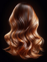 Fototapeta premium Close-up of sleek, flowing hair strands with elegant oil application, highlighted by soft lighting to emphasize texture, smoothness, and healthy hair care results