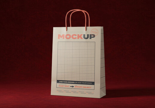 Paper Bag on Velvet Background Mockup