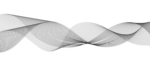Abstract digital stylized black and grey curved wavy line art element for design white Striped line texture background. Vector illustration.	