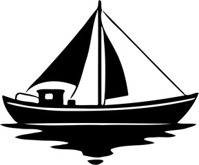 simple boat icon silhouette vector illustration, isolated on white
