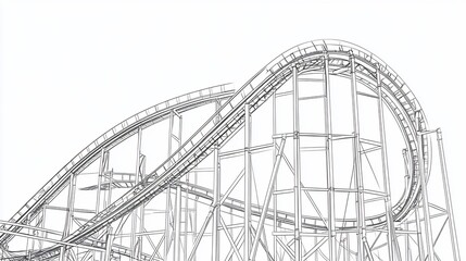 Rollercoaster Architectural Sketch: Thrilling Curves and Steel