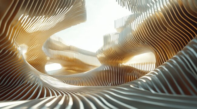 Golden, sculpted, interior space