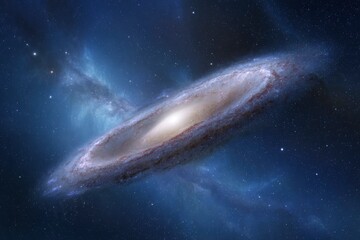 Cosmic Spiral Galaxy: Serene Blue Nebula in Deep Space