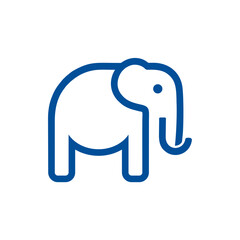 Simple Blue Elephant Line Art Logo Design