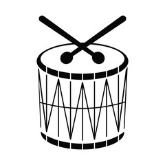   Indian dhol drum silhouette isolated on white background