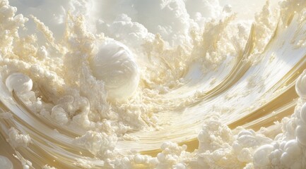 Abstract, swirling clouds of creamy white and pale gold