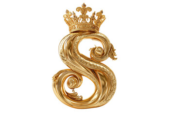 A set of polished gold paragraph marks with ornate golden crowns in premium 3D style featuring bright reflections isolated on a transparent background