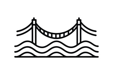 Suspension Bridge Over Water Icon