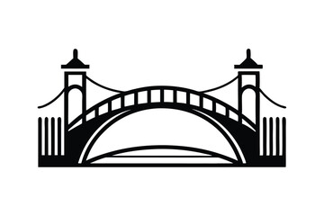 Suspension Bridge Icon Black and White