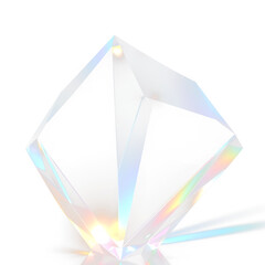 Crystal glow and prism sparkle beam over rainbow reflection and light flare, transparent background with PNG shine and glitter crystal elements in abstract design effect and crystal surface PNG.