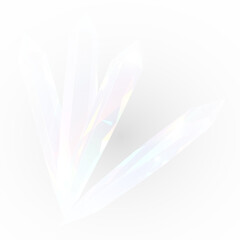 Crystal glow and prism sparkle beam over rainbow reflection and light flare, transparent background with PNG shine and glitter crystal elements in abstract design effect and crystal surface PNG.