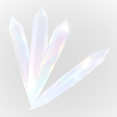 Crystal glow and prism sparkle beam over rainbow reflection and light flare, transparent background with PNG shine and glitter crystal elements in abstract design effect and crystal surface PNG.