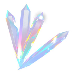 Crystal glow and prism sparkle beam over rainbow reflection and light flare, transparent background with PNG shine and glitter crystal elements in abstract design effect and crystal surface PNG.