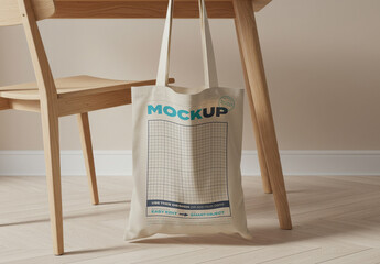 Wooden Furniture Tote Bag Mockup