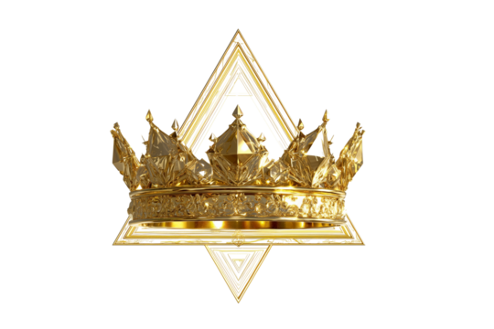 A set of premium 3D artistic renderings featuring golden section signs merged with golden crowns under professional lighting isolated on a transparent background