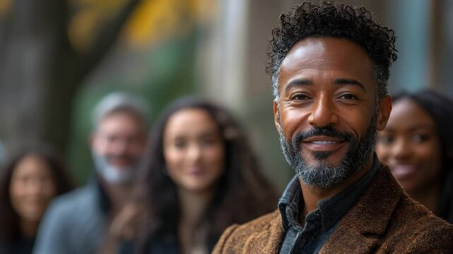 A diverse group of coworkers engaging in a team building activity led by a friendly HR coordinator in an outdoor setting