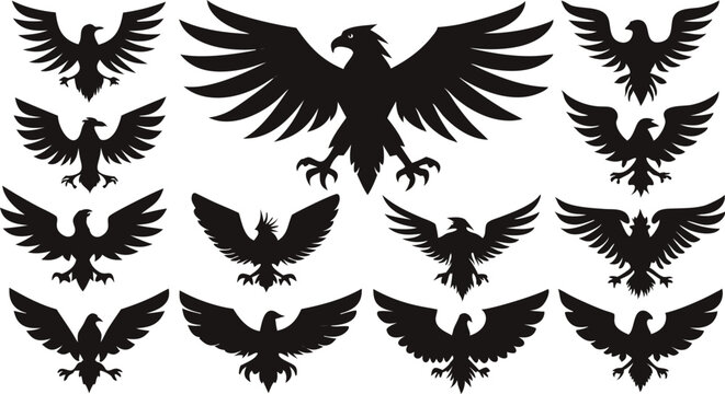 Majestic Heraldic Eagle Black and White Graphic Design
