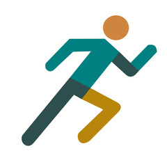 Minimalist vector icon of a person running. Depicted with dynamic posture and simple shapes, suitable for sport, fitness, or health themes.