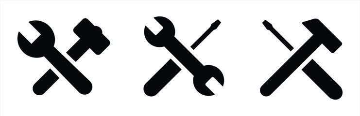 Set of tools. Hammer, sledgehammer, wrench, screwdriver. Tool icons, tool. Repair construction. Tools vector isolated on a white background.