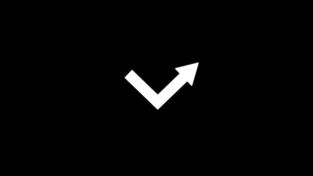 Animation of a  check mark arrow icon. in black background