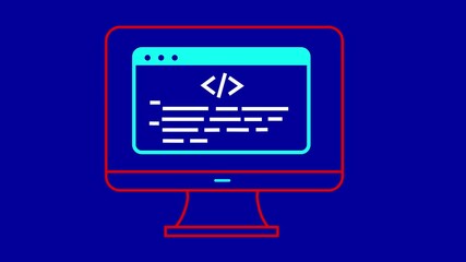 Custom Coding  Icon Depicting Programming Languages and Tailored Software Development Solutions. 4K video motion graphic animation.