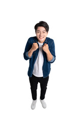 Full body image of a young man posing on a PNG background	