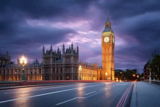 Majestic London: Big Ben and Parliament at Dusk, Serene Evening Glow
