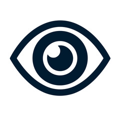 Wide-open eye vector icon representing awareness and focus on transparent background