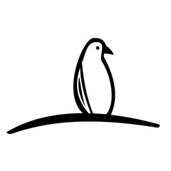 Minimalist black line art of a bird perched on a branch. Clean and simple design perfect for nature-themed visuals or logo use.