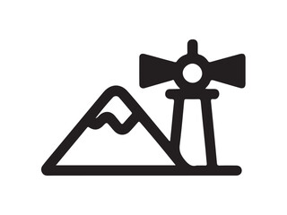 Mountain Lighthouse Icon: a lighthouse stands tall, guiding ships safely to shore amid majestic mountains. The graphic captures a sense of hope and guidance with a simple design.