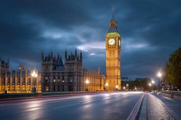 Obraz premium Majestic London: Twilight at Big Ben and Parliament