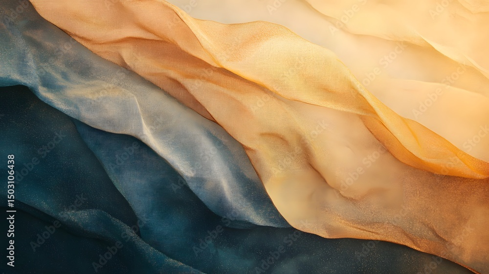 Aufkleber abstract fabric waves flowing from blue to beige. soft and delicate, creating a visually appealing g