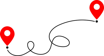 Route icon. Distance location icon. pin icons. position symbol. Map sign
