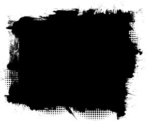 black ink brush painting banner label grunge graphic