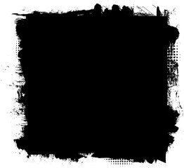 black ink brush painting banner label artistic grunge graphic element