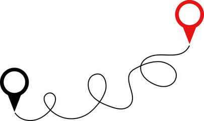 Route icon. representing geographic points. Distance location icon. pin icons. position symbol. Map sign. navigation and mapping purposes