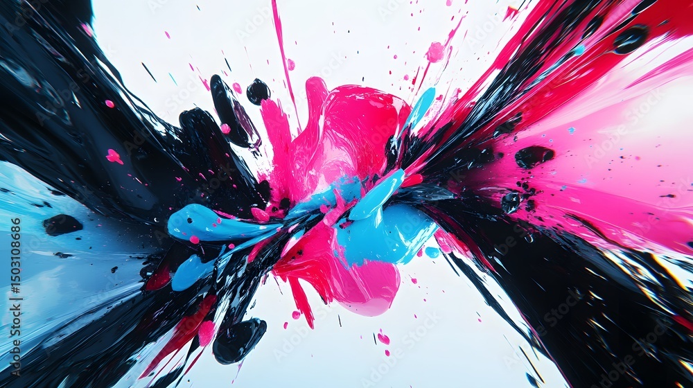 Poster abstract explosion of vibrant paint colors creating a dynamic burst of energy