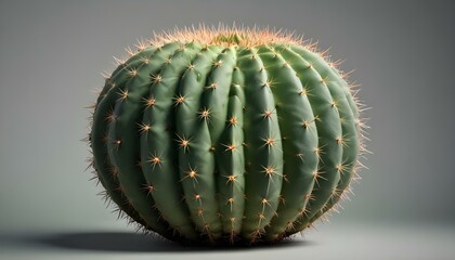 A striking studio shot of a vibrant barrel cactus, showcasing its textures and spines.