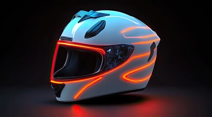 Fototapeta premium High-tech, glowing motorcycle helmet
