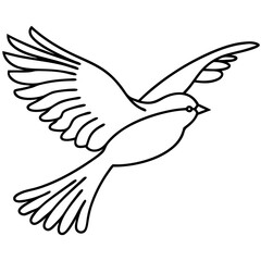 Obraz premium Bird in flight, line art illustration, monochrome, for design projects
