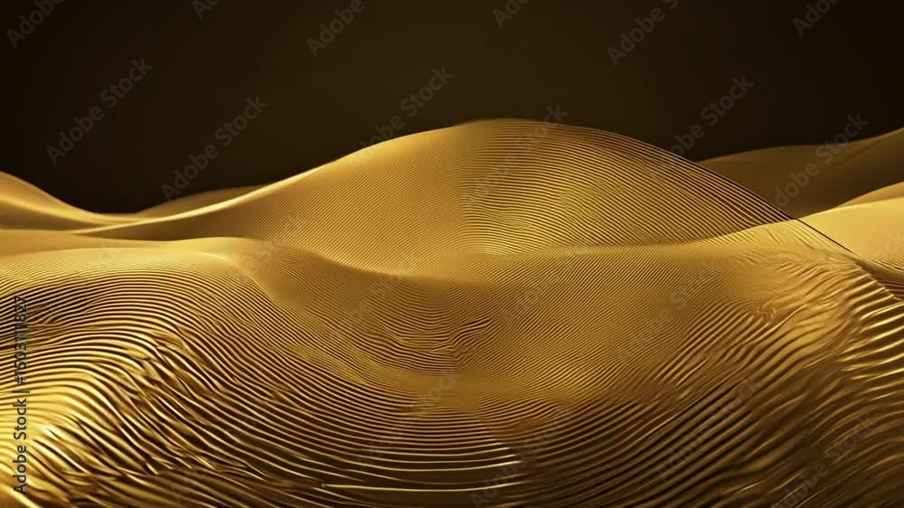 Poster mesmerizing landscape of golden waves with smooth curves and elegant lines, creating warm and luxuri
