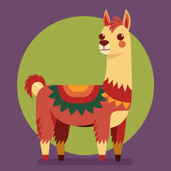 cute cartoon llama vector
