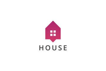 House Logo. Simple House Symbol With Window Isolated On White Background. Flat Vector Logo Design Template Element Usable For Real Estate, Construction, Architecture And Building Logos.