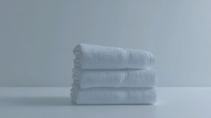 Stack of pristine white towels ready for spa or bathroom use with soft look