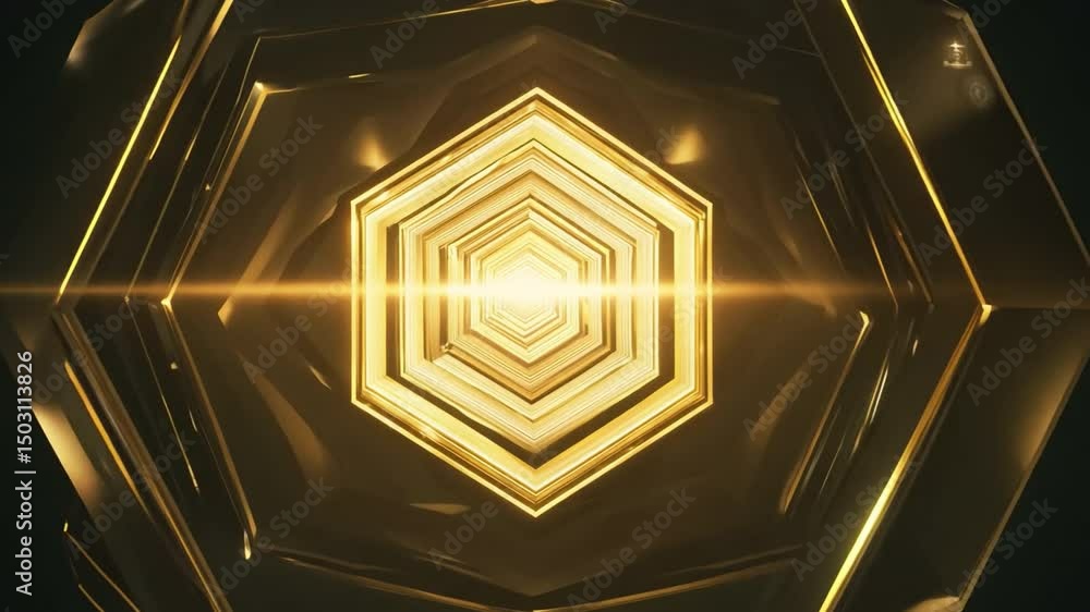 Poster mesmerizing abstract gold hexagon pattern shiny design radiating light, depth, and elegance for luxu